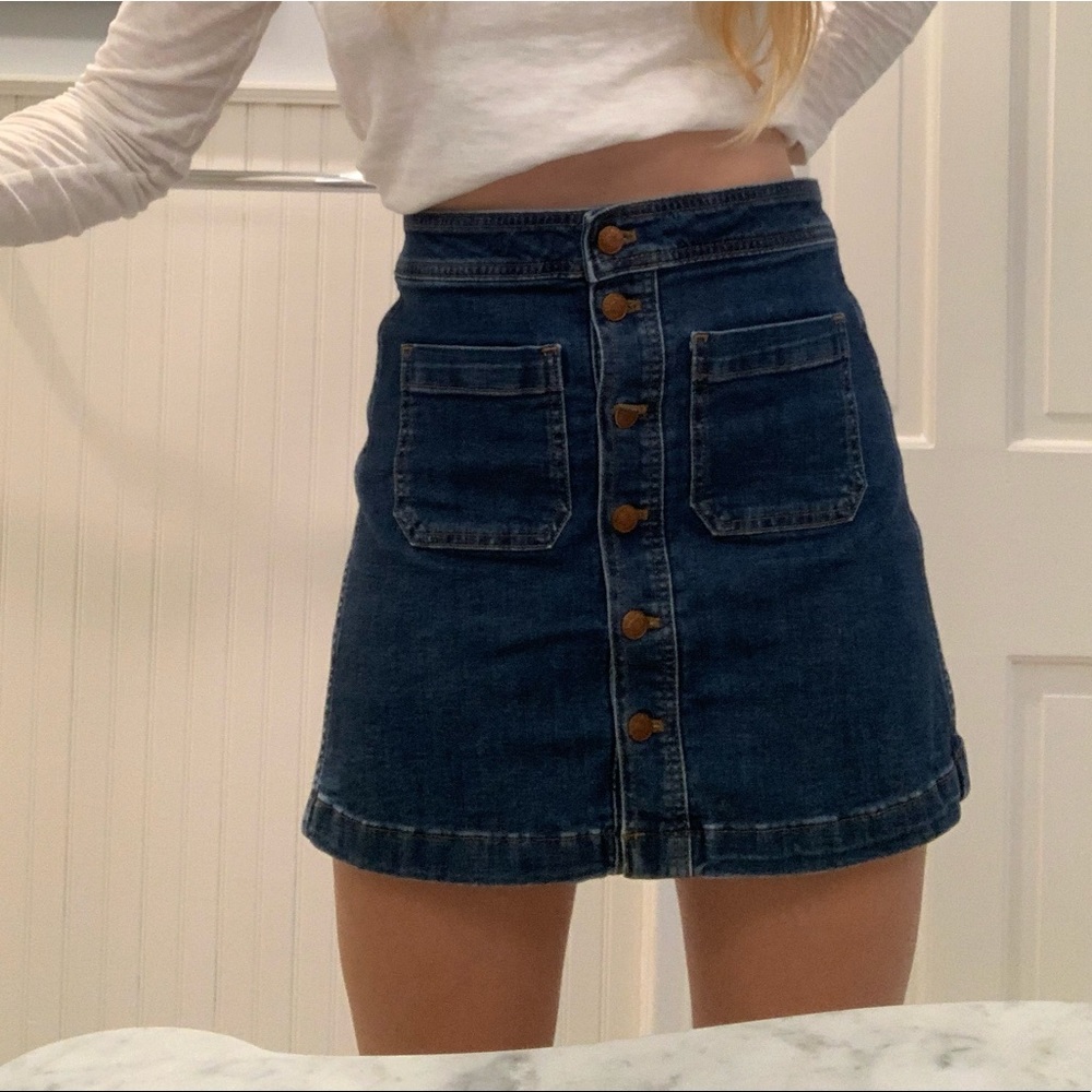 Madewell A-Line button denim skirt